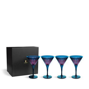 Prism Martini Glasses, Blue, Set of 4