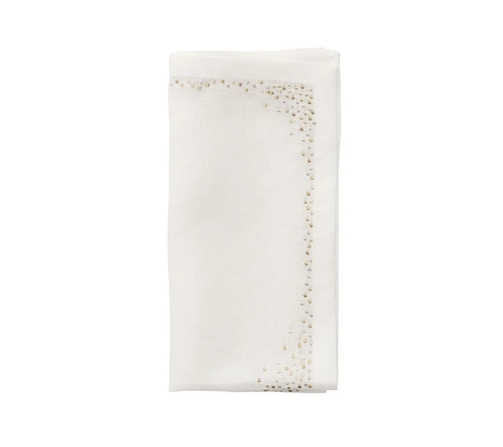 Pin Dot Napkin, White & Gold & Silver, Set of 4
