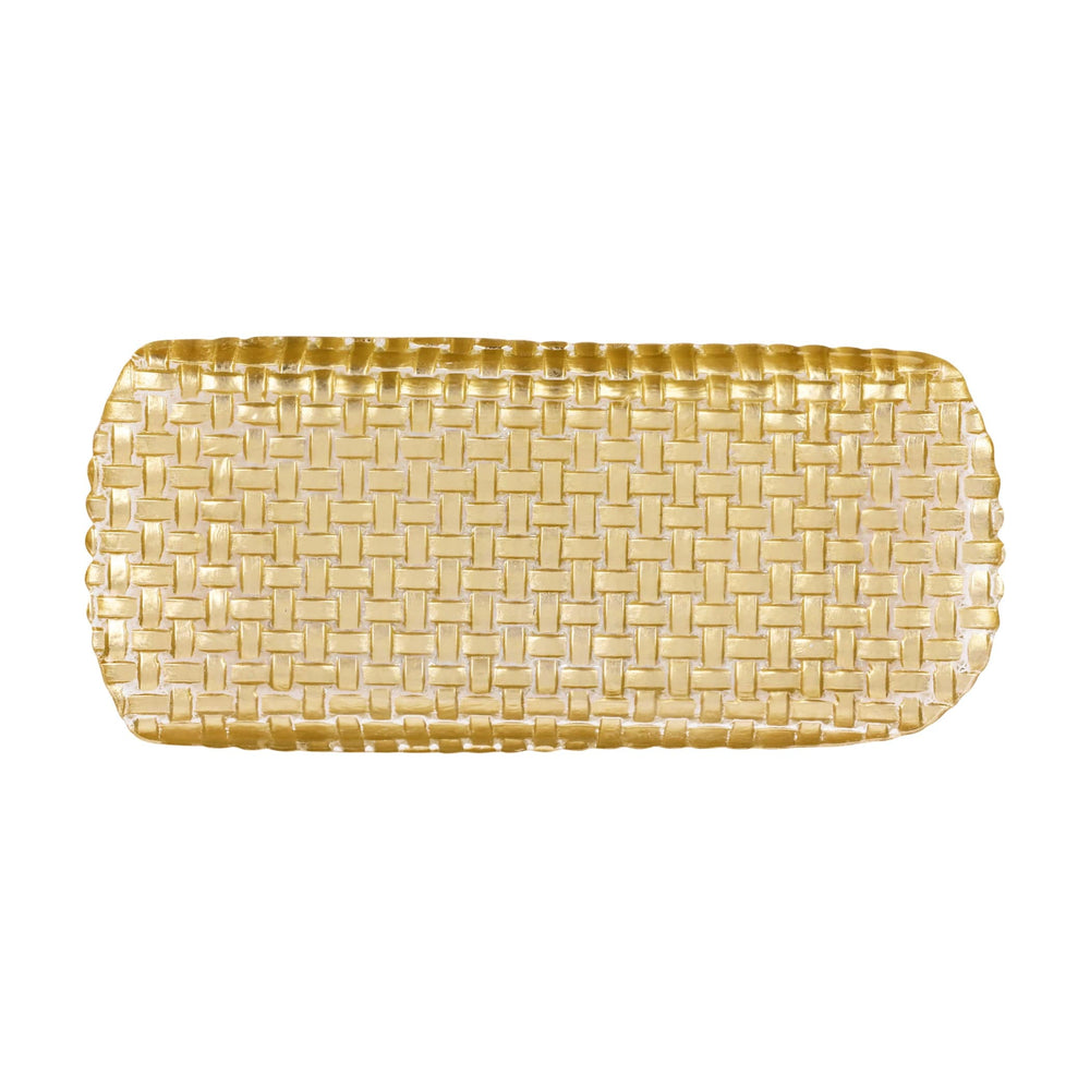 Rufolo Glass Basketweave Rectangular Tray, Large