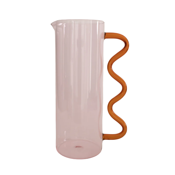 Wave Pitcher, Pink/Amber