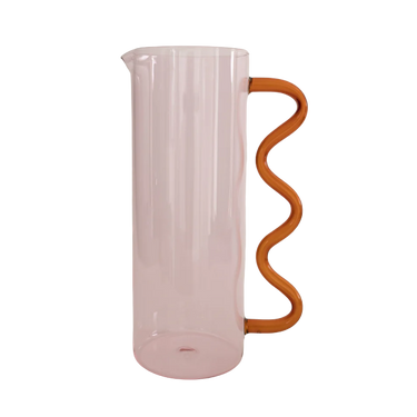 Wave Pitcher, Pink/Amber