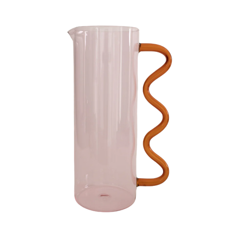 Wave Pitcher, Pink/Amber