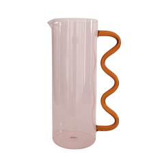 Wave Pitcher, Pink/Amber