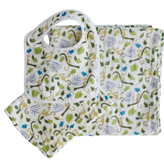 Happy Monkey Shawl Blanket, Bib and Burp Cloth Bundle Set