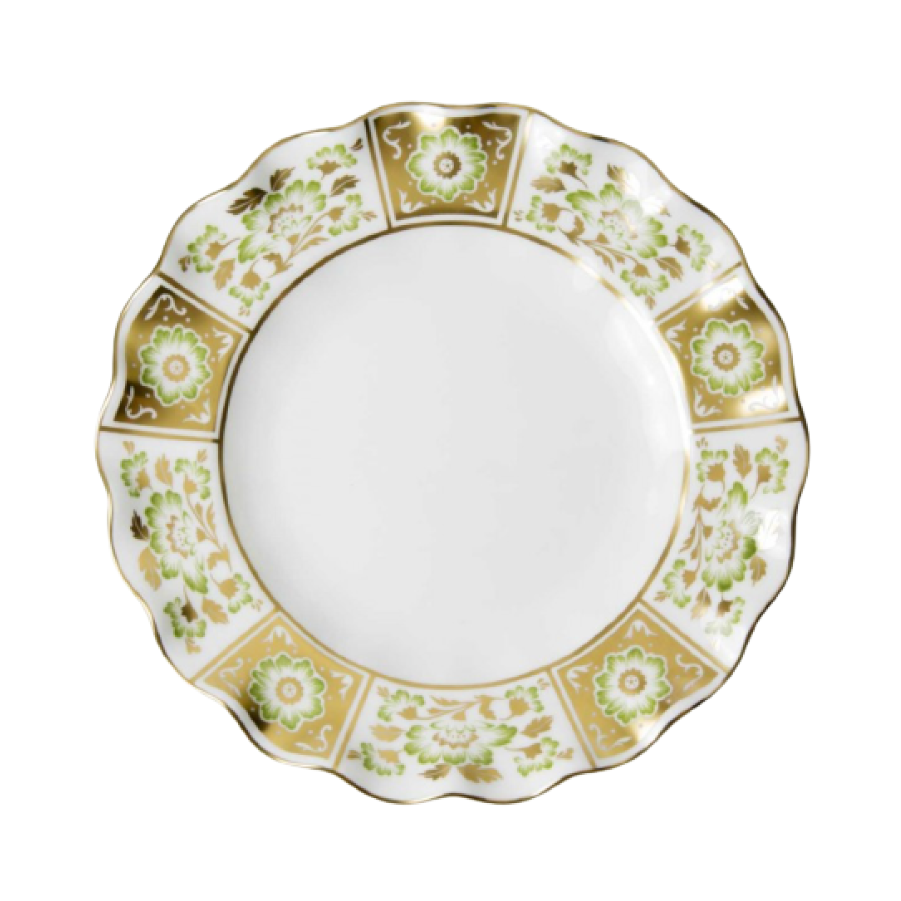 Derby Panel Green Fluted Dessert Plate