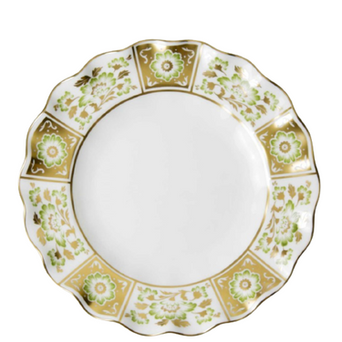 Derby Panel Green Fluted Dessert Plate