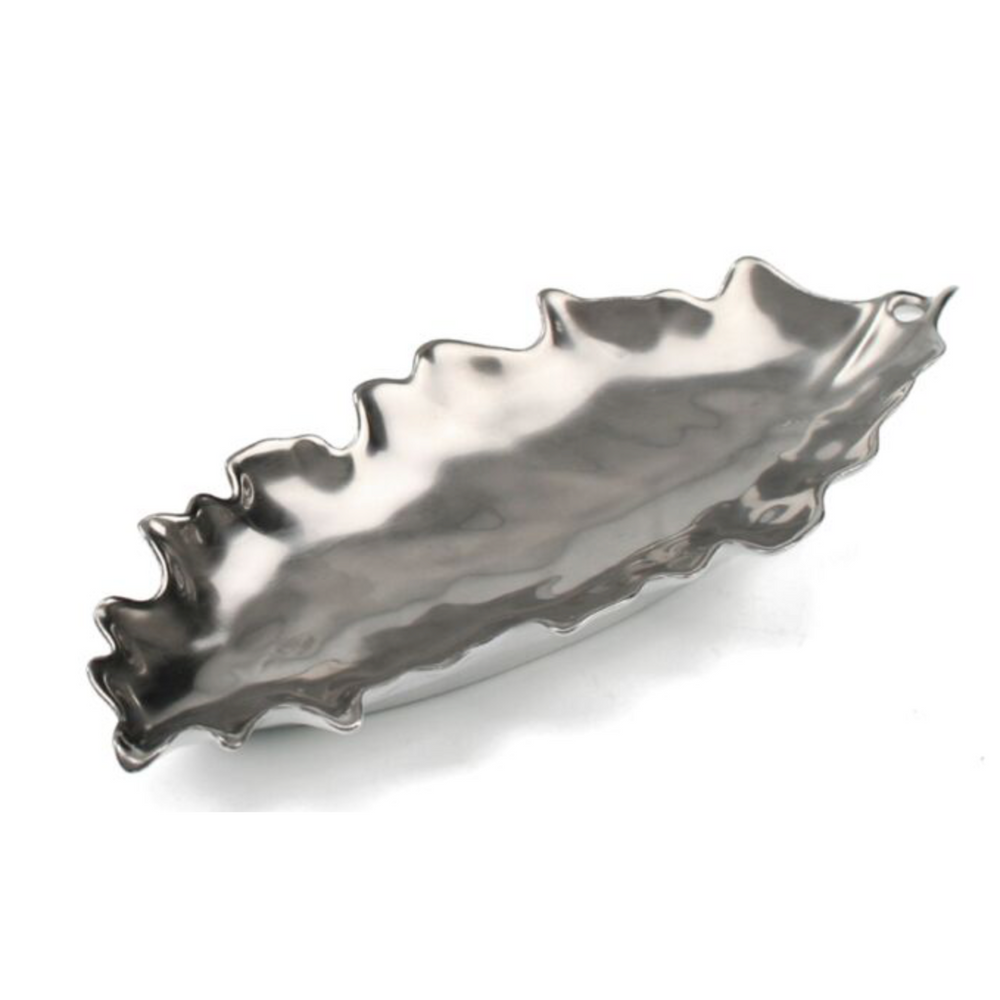 Oak Platinum Leaf Dish, 8.5"