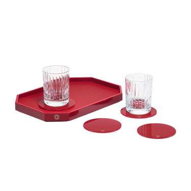 Octogone Coasters, Red, Set of 4