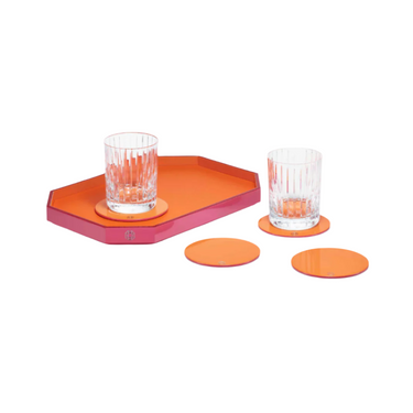 Octogone Coasters, Orange, Set of 4