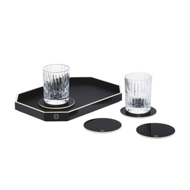 Octogone Coaster, Black, Set of 4