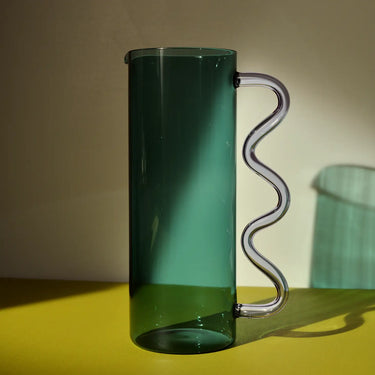 Wave Pitcher, Teal/Lilac