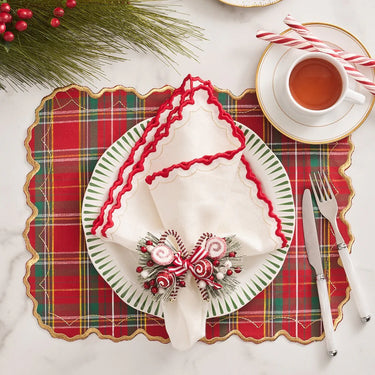 Arches Napkin, White, Red & Gold, Set of 4