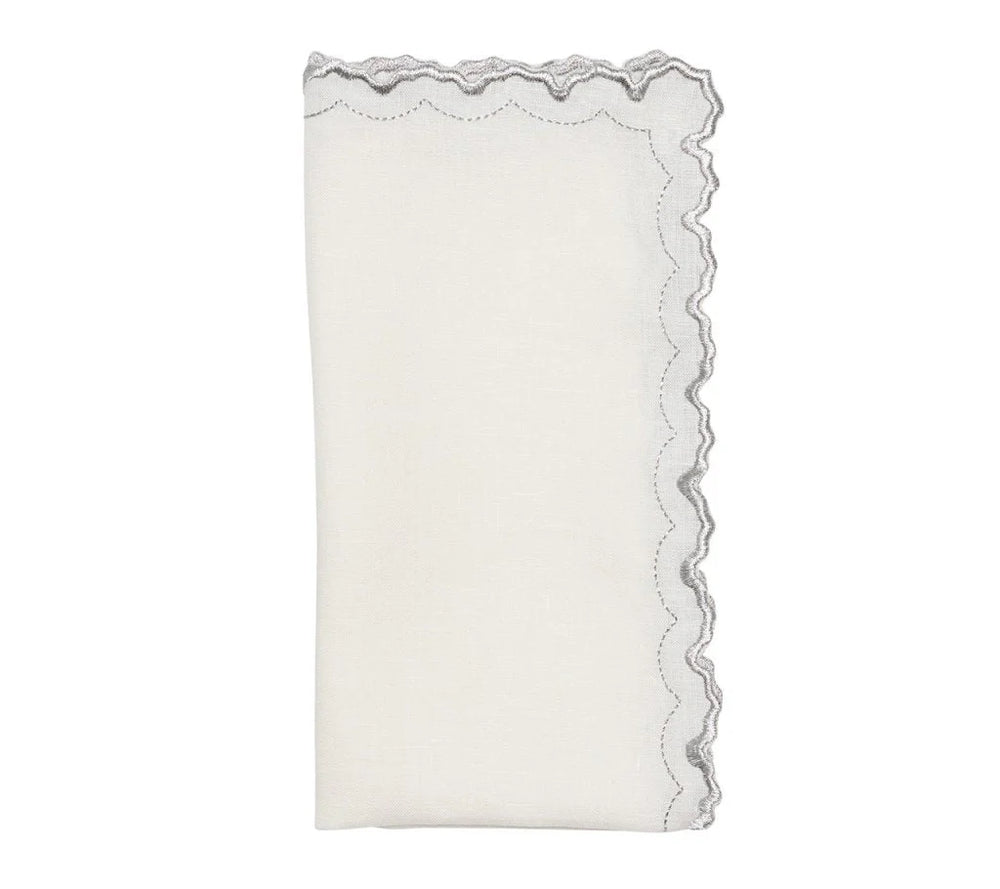 Arches Napkin, White & Silver, Set of 4