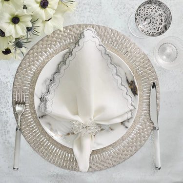 Arches Napkin, White & Silver, Set of 4
