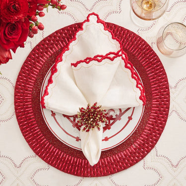 Arches Napkin, White, Red & Gold, Set of 4