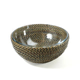 Round Basket with Glass Serving Bowl, 2 QT, 9" diam.