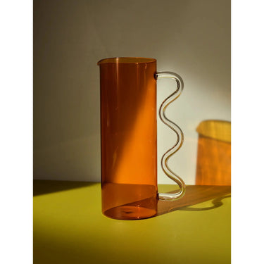 Wave Pitcher, Amber/Clear