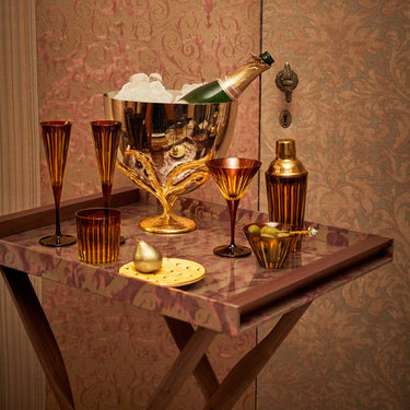 Prism Champagne Flutes, Amber, Set of 4