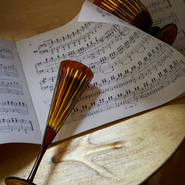 Prism Champagne Flutes, Amber, Set of 4