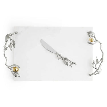 Pomegranate Silver & Gold Cheese Board & Spreader