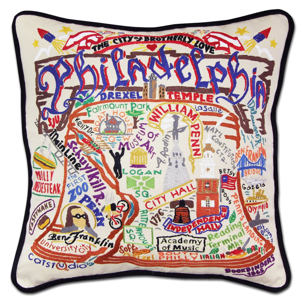 Philadelphia Hand-Embroidered Pillow