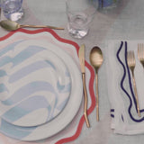 Colorblock Embroidered Linen Napkins in Pink (Set of 4)
