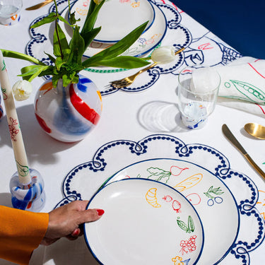 Fête Embroidered Linen Placemats, Set of 4