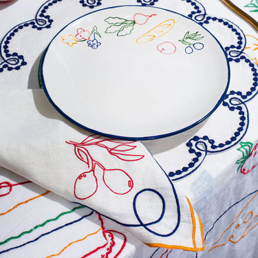 Fête Embroidered Linen Placemats, Set of 4