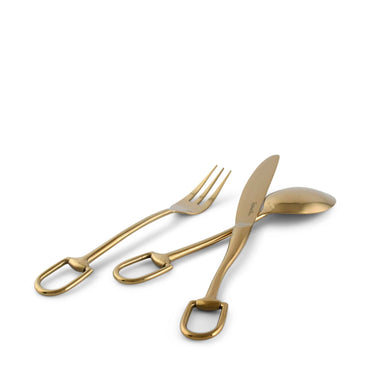 Stirrup Five Piece Flatware Set, Stainless Steel Shiny Gold