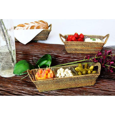 Rectangular Tray with 3 Glass Square Dishes