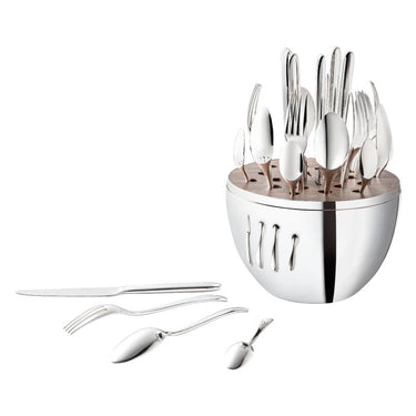 Mood Silver-Plated Flatware 24-Piece Set with Silver Canister