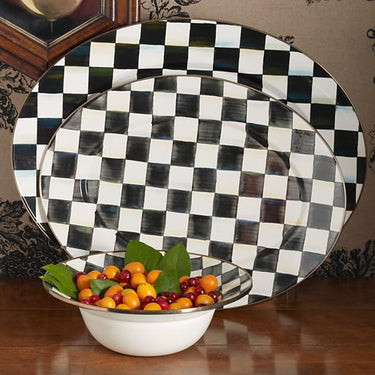 Courtly Check Enamel Oval Platter, Medium