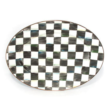Courtly Check Enamel Oval Platter, Medium