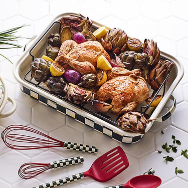 Courtly Check Enamel Roasting Pan with Rack
