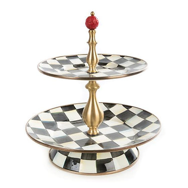 Courtly Check Enamel Two Tier Sweet Stand