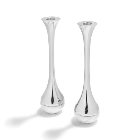 Dual Carrara Candleholders, Set of 2