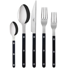 Bistrot Five Piece Place Setting, Black Shiny