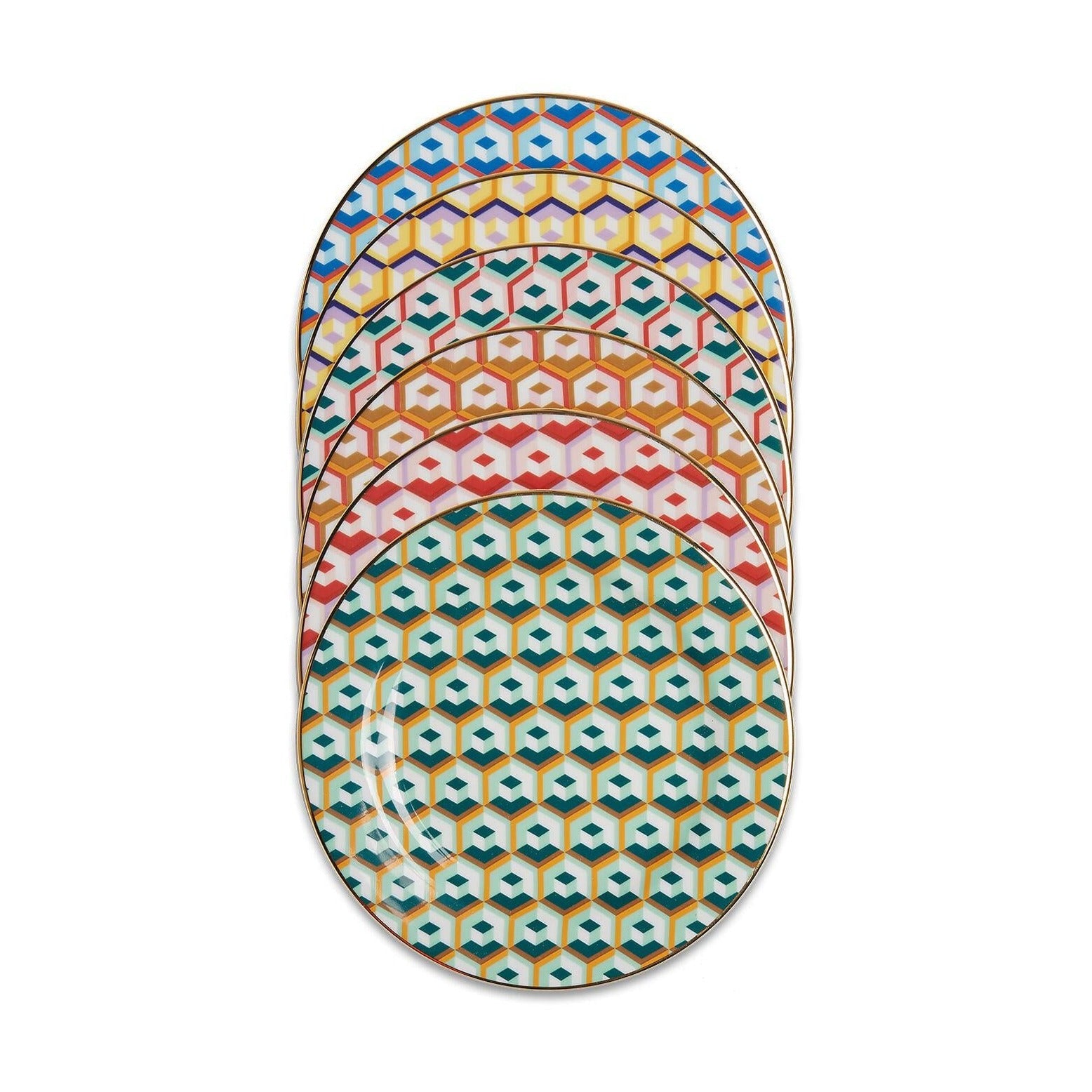 Cubi Mix Dessert Plate, Set of 6