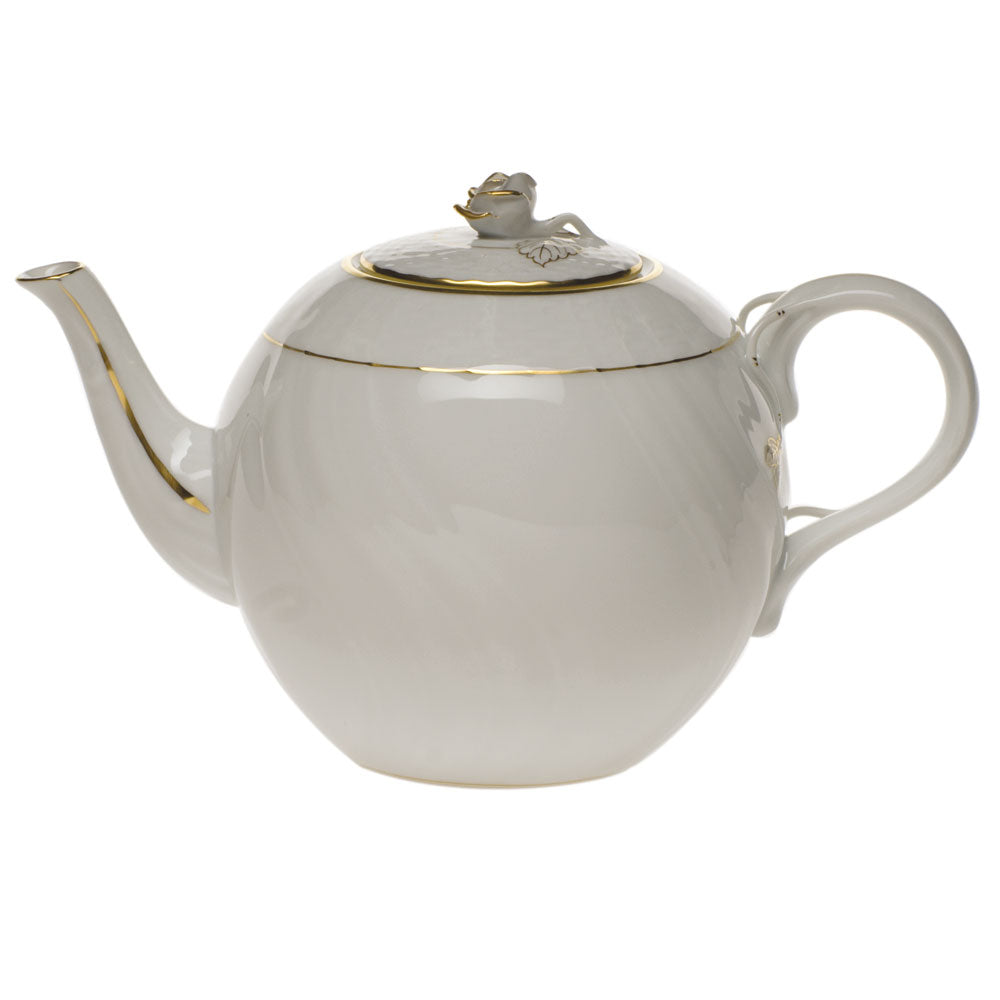Golden Edge Teapot with Rose