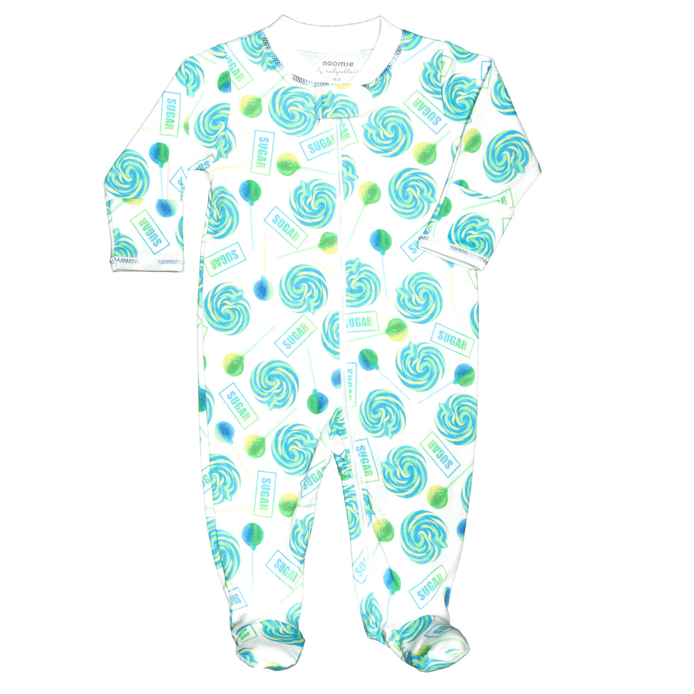 Blue Lollipops Zippered Footie (0-3 Months)