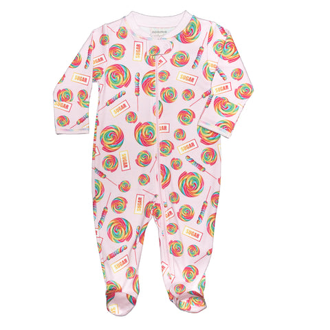 Pink Lollipops Zippered Footie (0-3 Months)