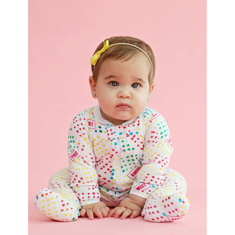 Dots Zippered Footie (0-3 Months)