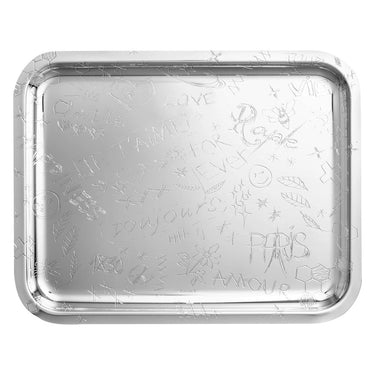 Graffiti Silver-Plated Rectangular Tray, Large
