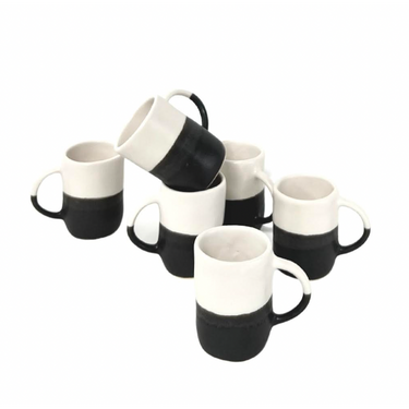Black & White Mugs, Set of 6