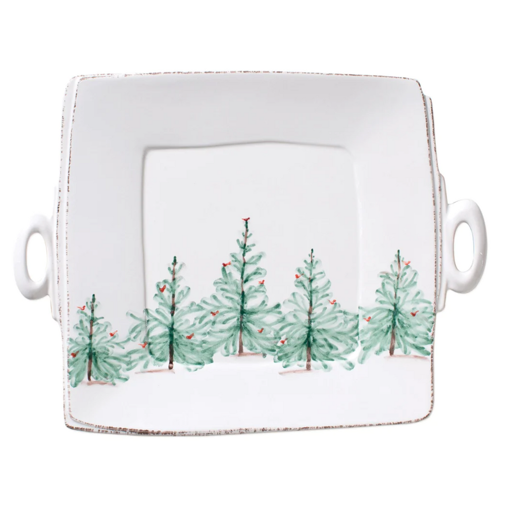 Lastra Holiday Handled Square Platter
