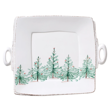 Lastra Holiday Handled Square Platter