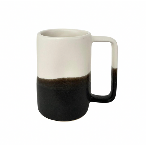 Matte Black & White Tall Mug, Set of 6