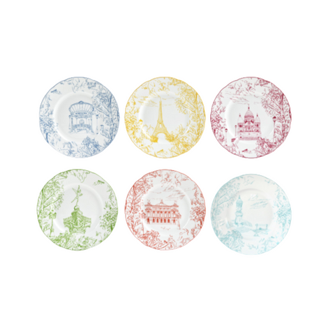 Tout Paris Assorted Salad Plates, 8.5,'' Set of 6