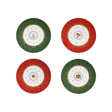 Noel Assorted Dessert Plates, 8.5,'' Gift Box Set of 4