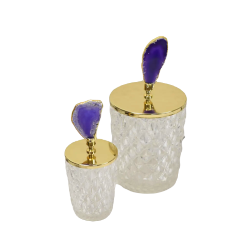 Glass  Agate Canister, Set of 2